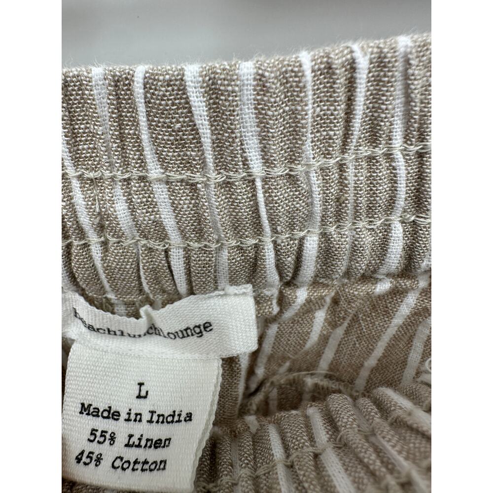 beachlunchlounge Cream linen blend Cropped Wide Leg Pants Women Sz L Resort Boho - Picture 6 of 6
